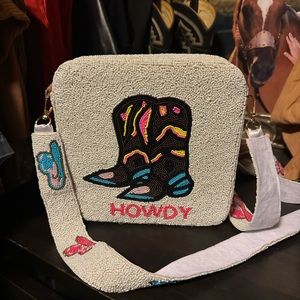Beaded Howdy boots purse